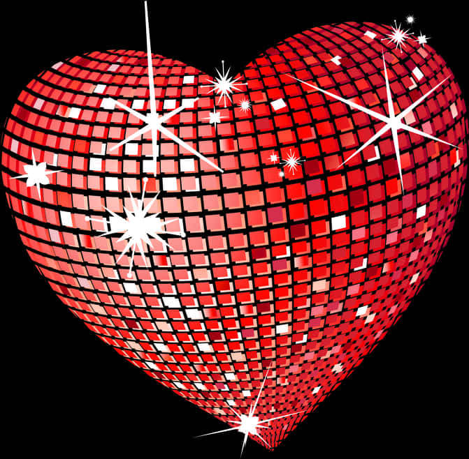 Sparkling Red Mosaic Heart PNG Image