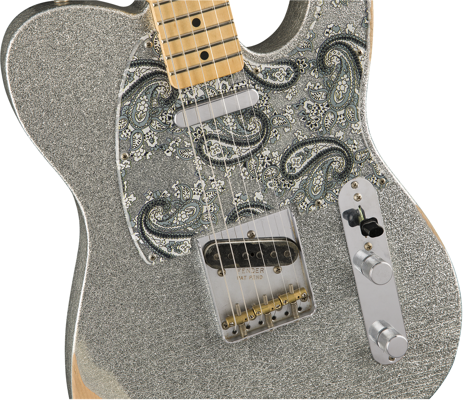 Sparkling Silver Guitar Body PNG Image