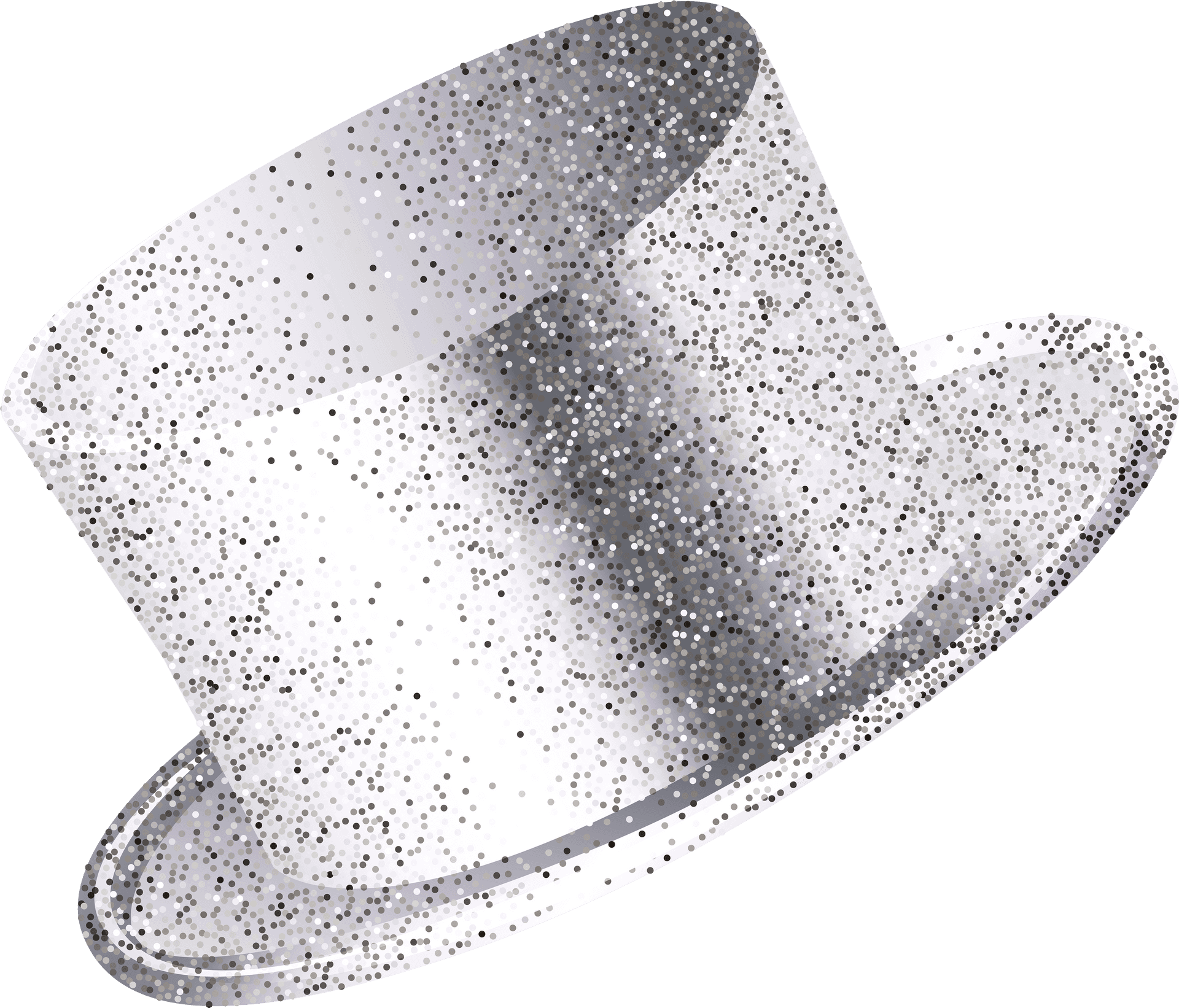 Sparkling Silver Top Hat New Year Celebration PNG Image