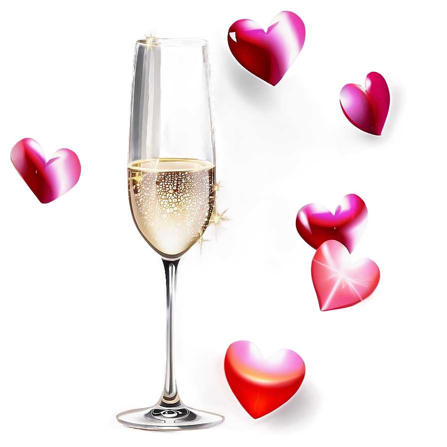 Sparkling Valentine's Day Wine Png Wmj15 PNG Image