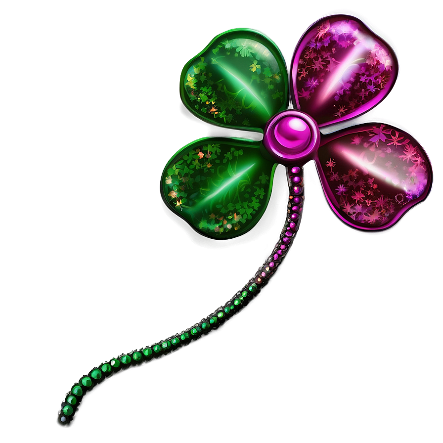 Sparkly Four Leaf Clover Png Tro PNG Image