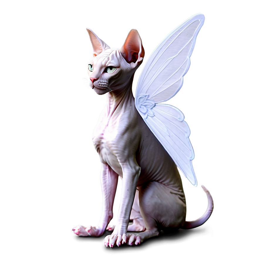 Sphynx Cat Angel Wings Fantasy Png 06292024 PNG Image