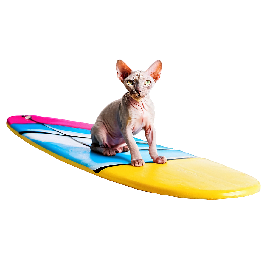 Sphynx Cat Surfing Summer Vibes Png Stp PNG Image