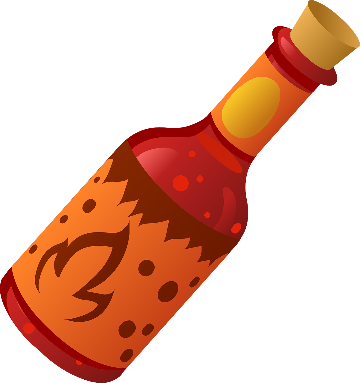 Spicy Hot Sauce Bottle Illustration PNG Image