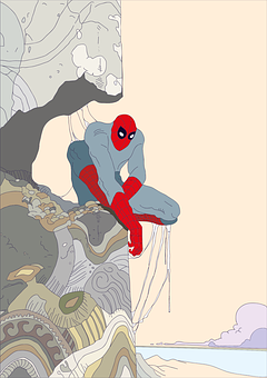 Spider Manin Traditional Japanese Art Style PNG Image