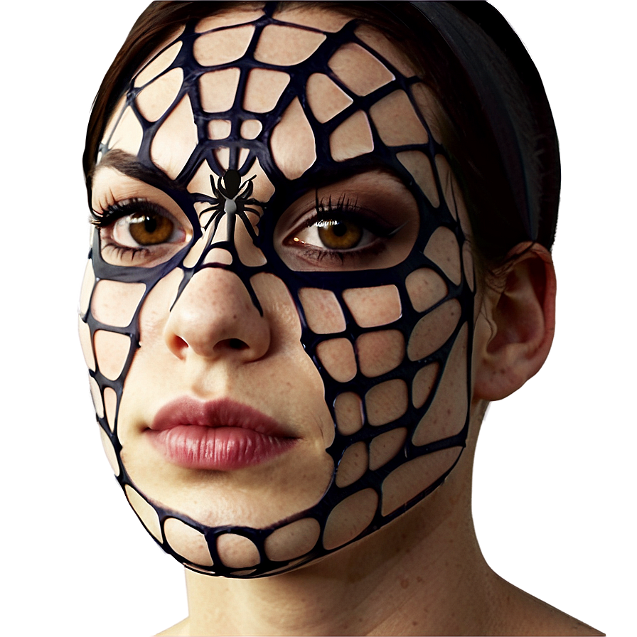 Spider Web Face Paint Woman PNG Image