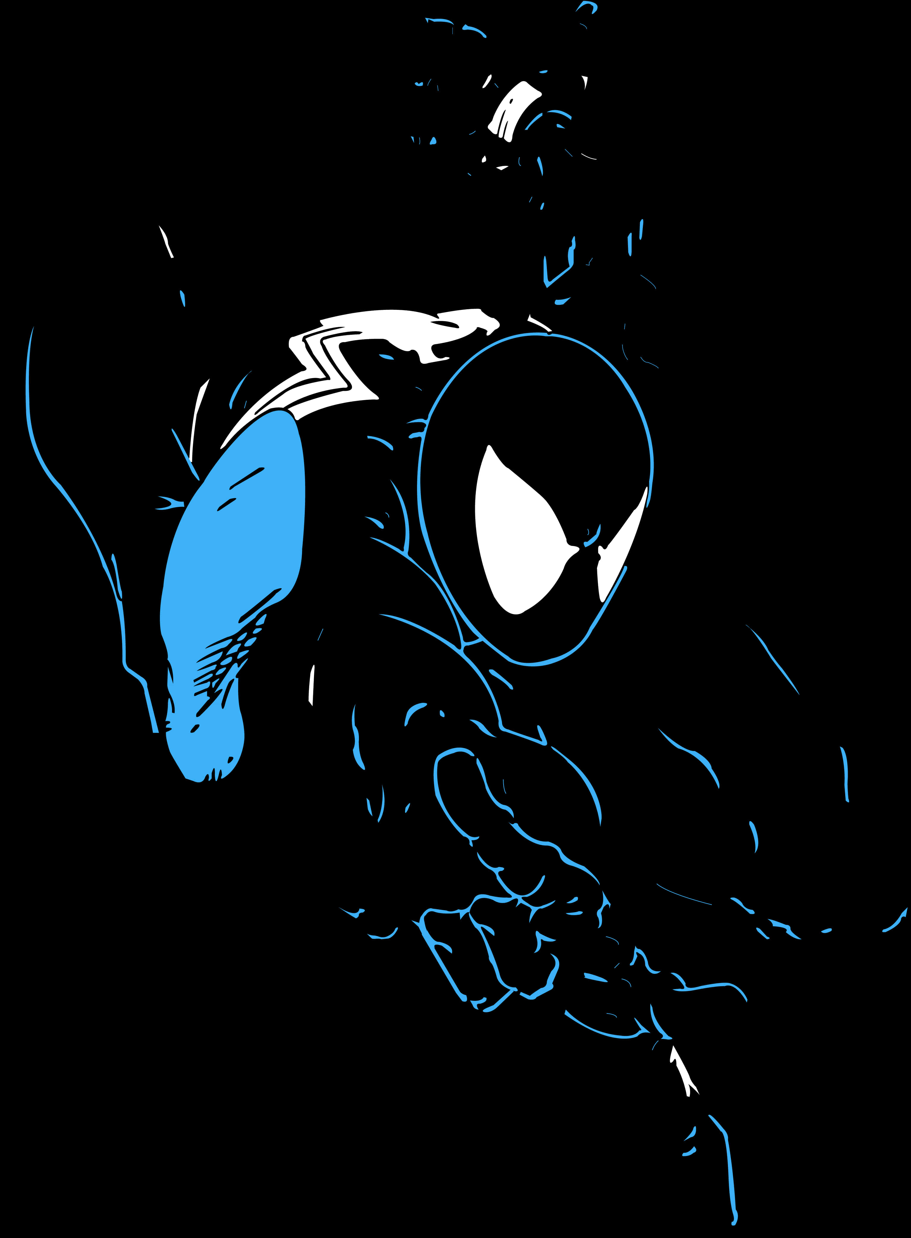 Spiderman Blue Black Silhouette Art PNG Image