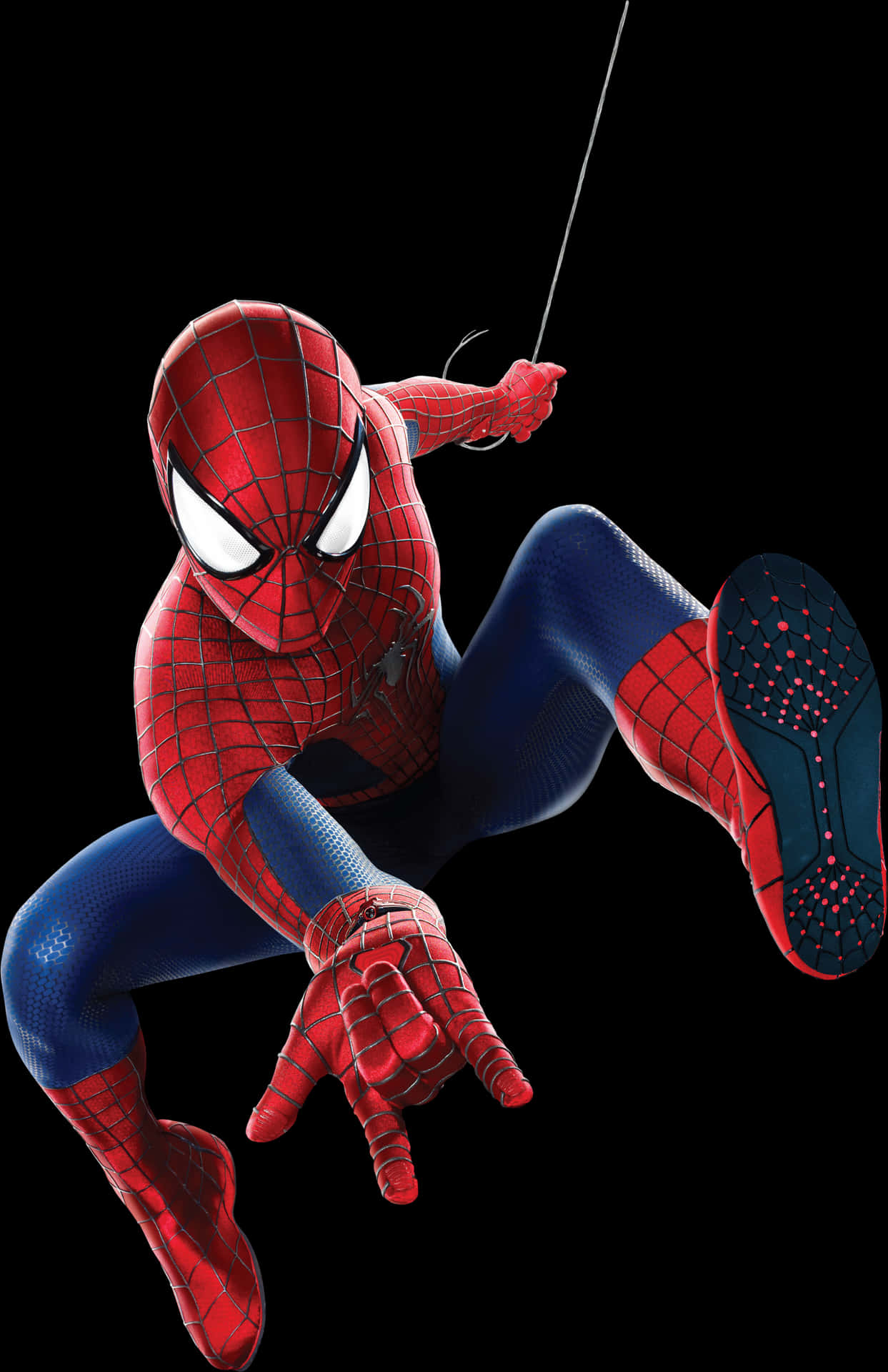 Spiderman Swinging Action Pose PNG Image