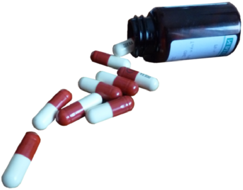 Spilled Pill Bottle Capsules PNG Image