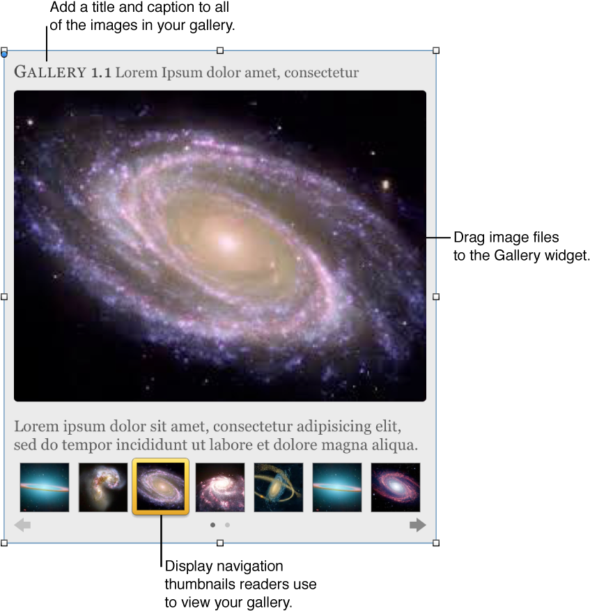 Spiral Galaxy Gallery Widget Screenshot PNG Image