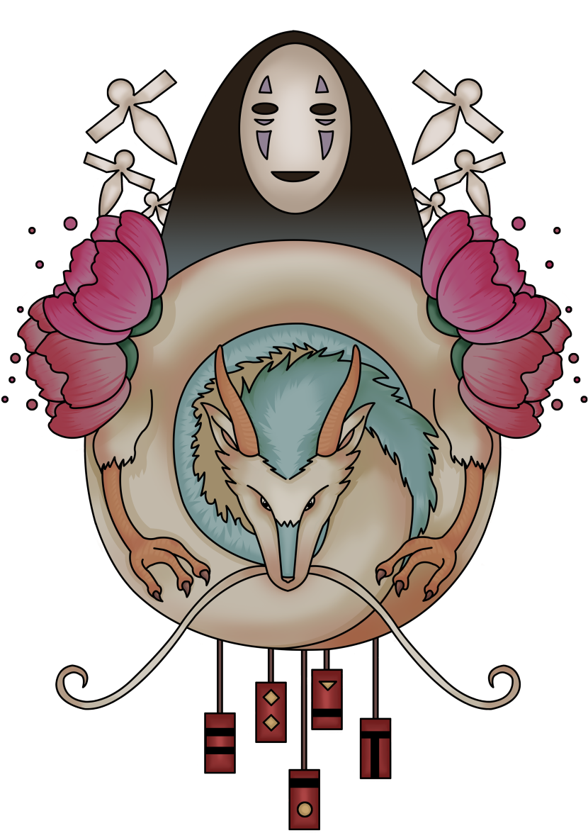 Spirited Away Characters Artwork PNG Image