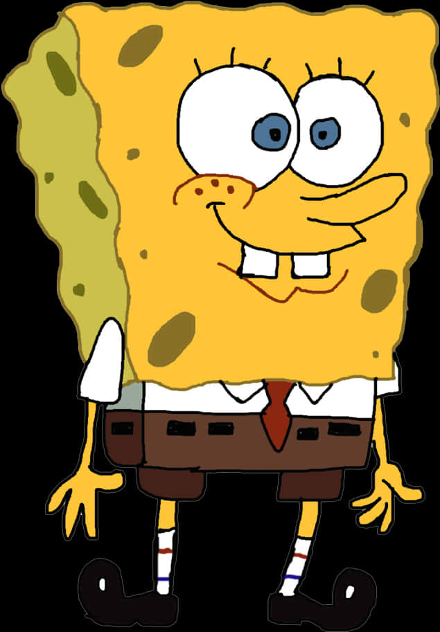 Sponge Bob Square Pants Standing Smile PNG Image