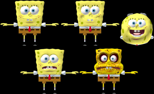 Spongebob Expressions Collage PNG Image