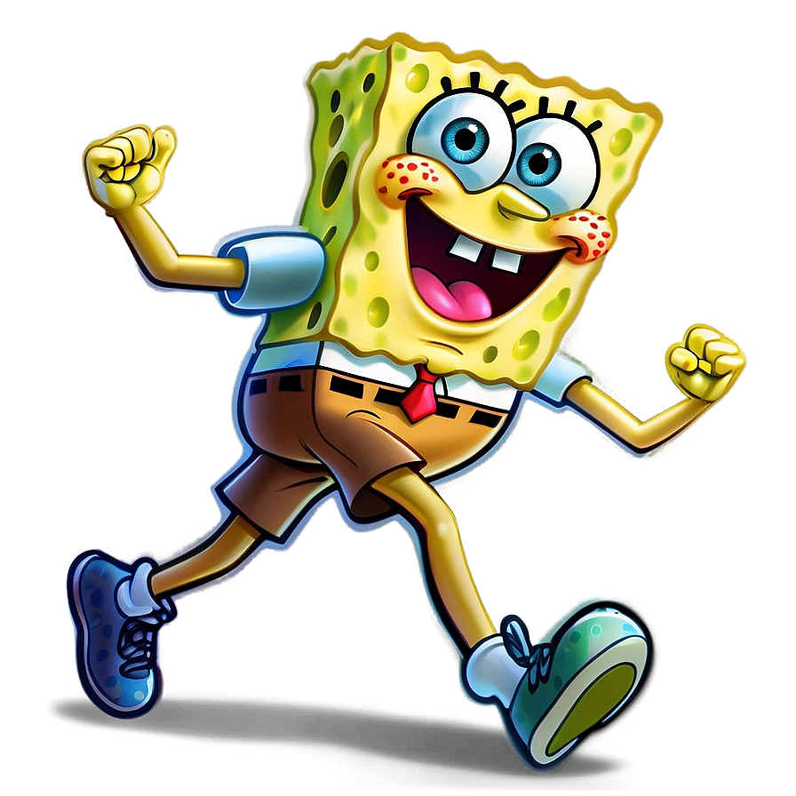 Spongebob In Motion Running Png 06282024 PNG Image