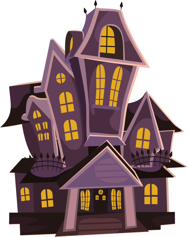 Spooky Cartoon Haunted House PNG Image