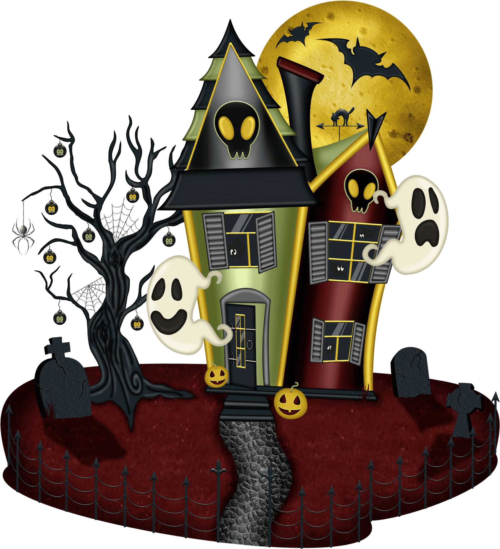 Spooky Haunted House Illustration PNG Image