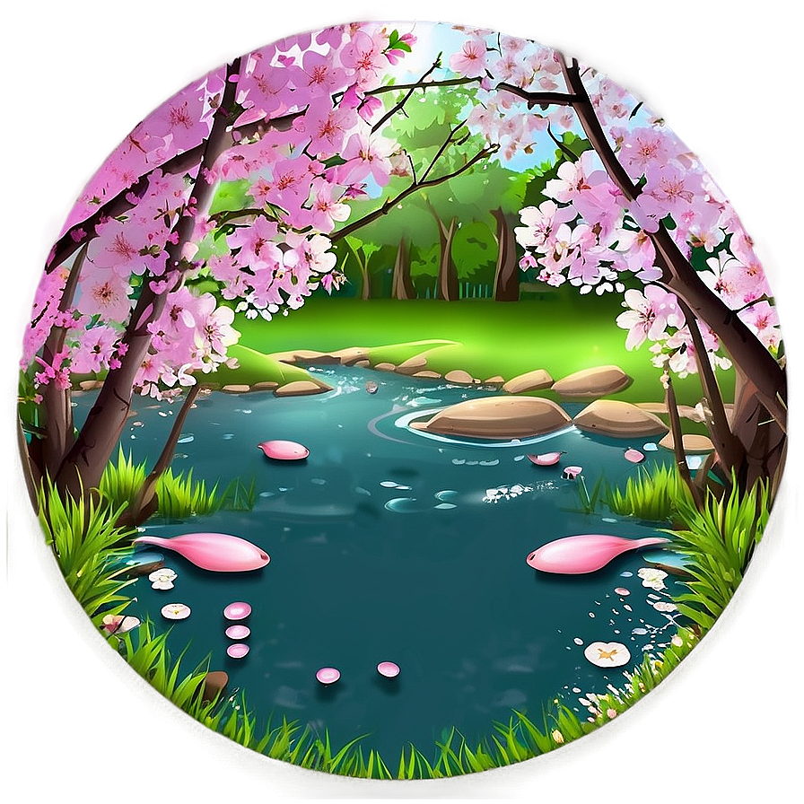 Spring Blossom Pond Png Vpy PNG Image