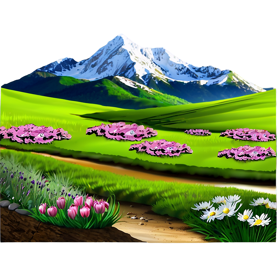 Spring Mountain Landscape Png Bdy PNG Image