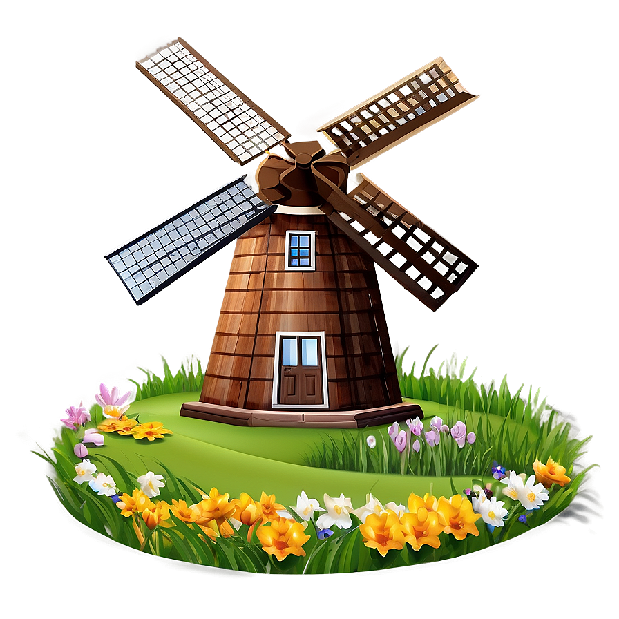 Spring Windmill Scene Png Xqy PNG Image