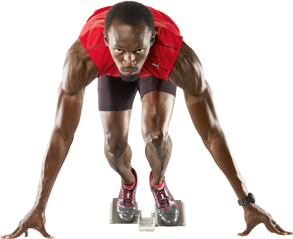 Sprinter Starting Blocks Ready Position PNG Image