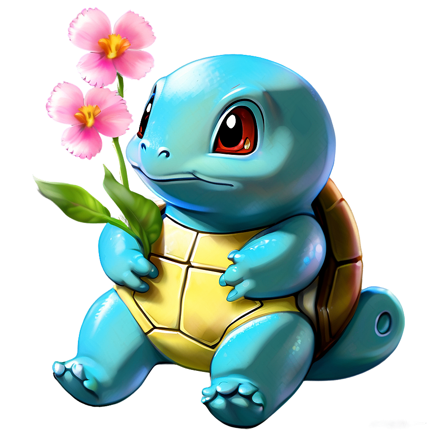 Squirtle With Flowers Png 70 PNG Image