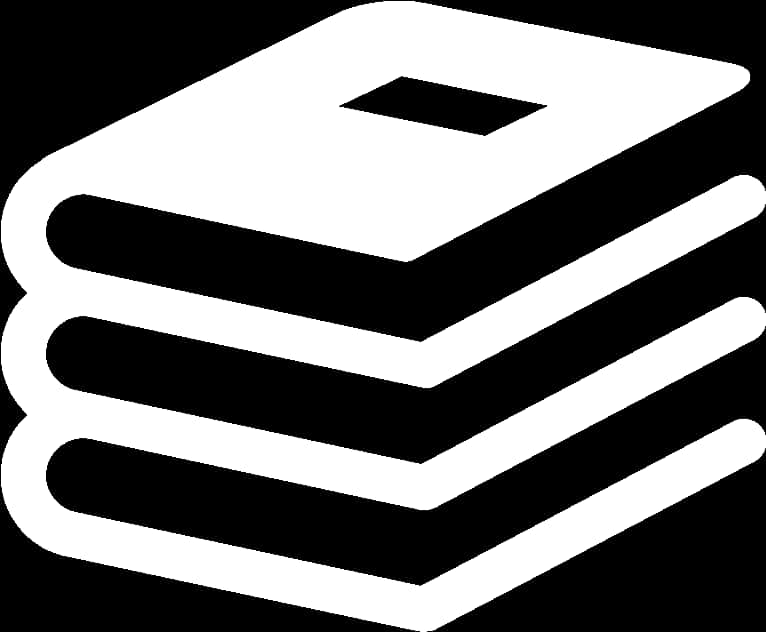 Stacked Books Icon Blackand White PNG Image