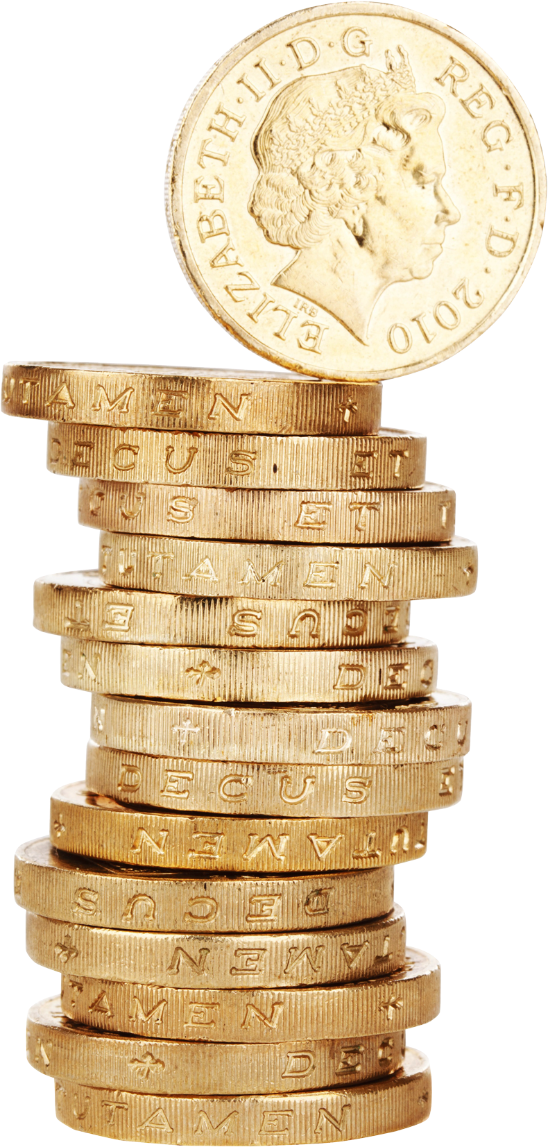 Stacked British Pound Coins PNG Image