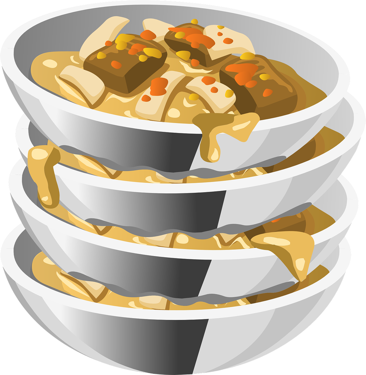 Stacked Dumpling Steaming Bowls PNG Image