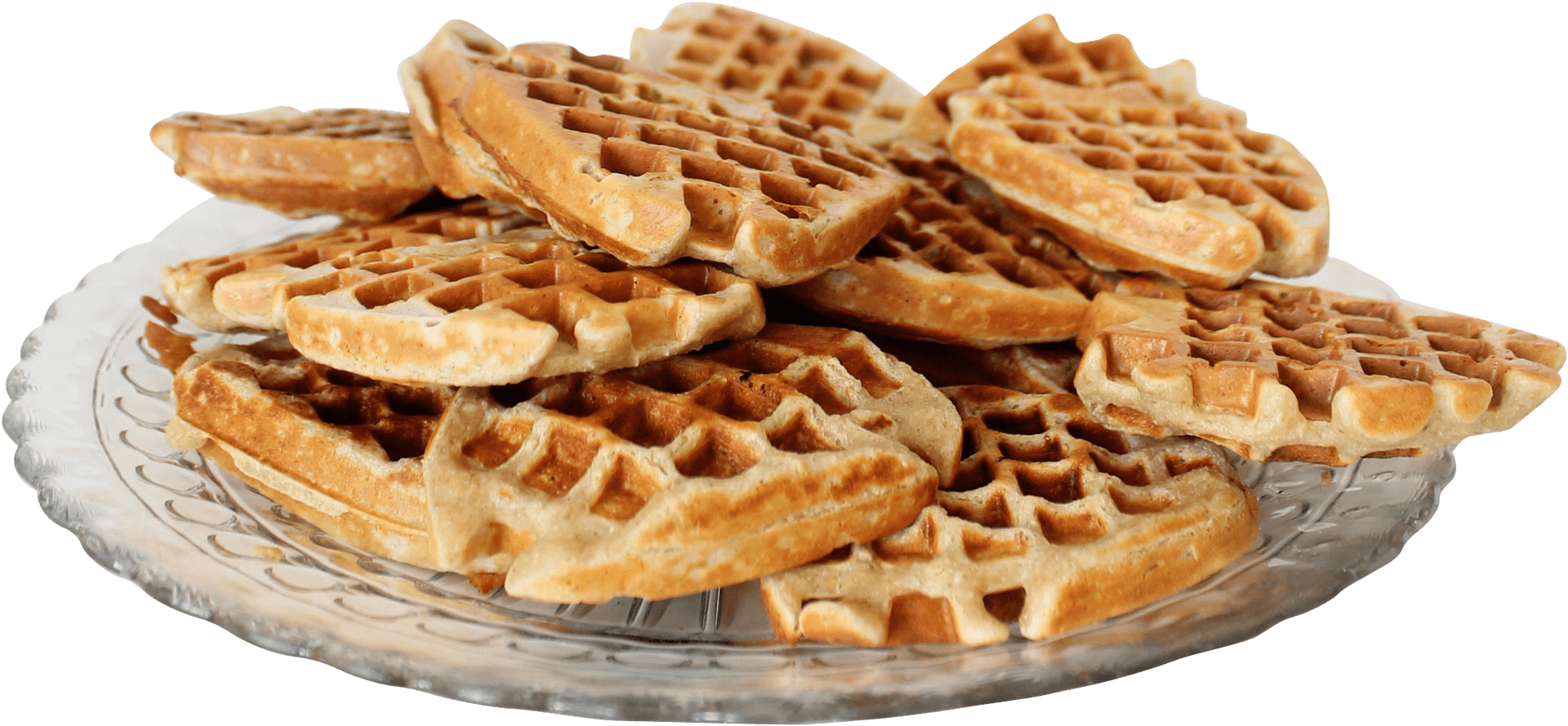 Stacked Homemade Waffleson Plate PNG Image