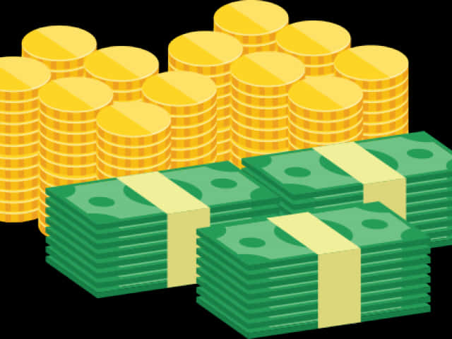 Stacked Moneyand Gold Coins Illustration PNG Image