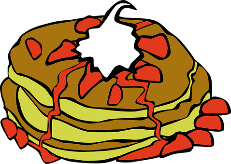 Stacked Pancakes With Syrupand Butter Pat PNG Image