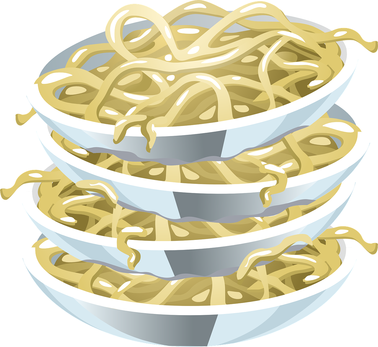 Stacked Spaghetti Bowls Vector PNG Image