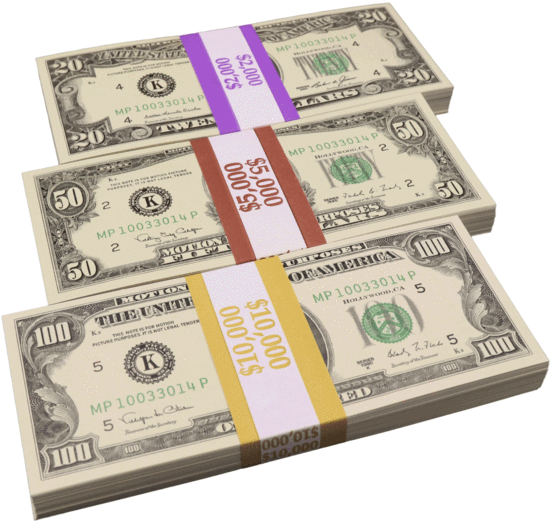 Stacked U S Currency Bundles PNG Image