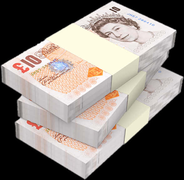 Stacksof British Ten Pound Notes PNG Image