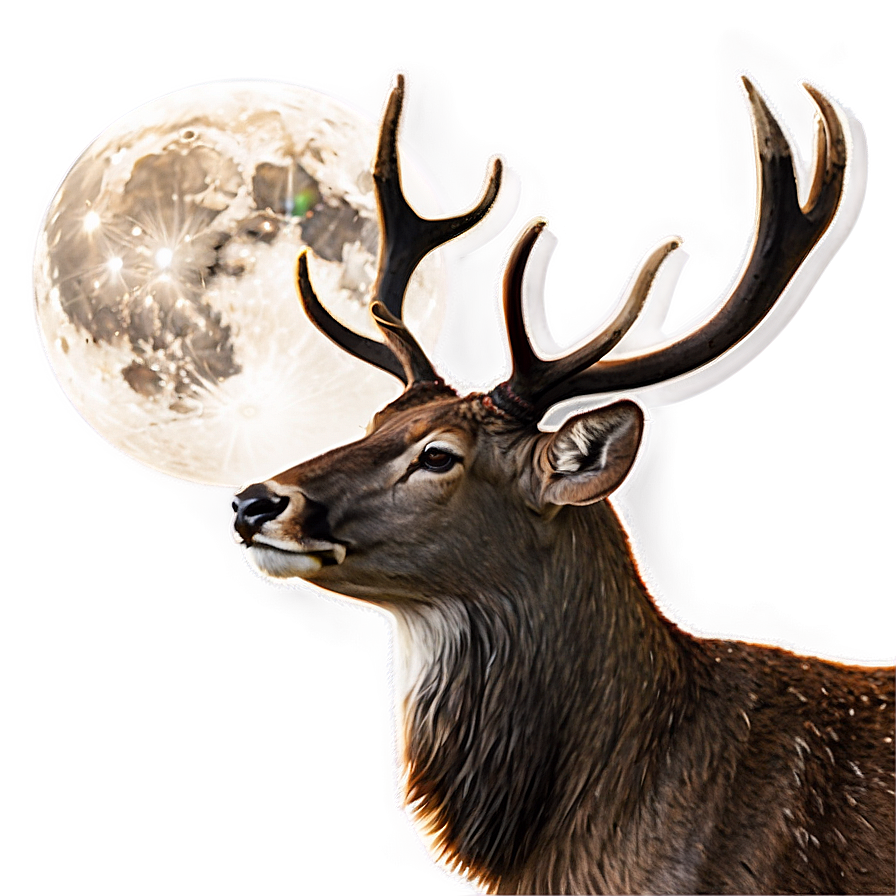 Stag And Full Moon Png 06292024 PNG Image