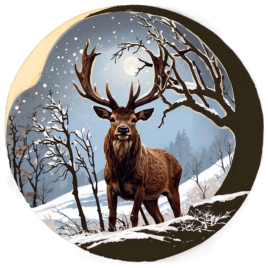 Stag And Full Moon Png Nlt PNG Image