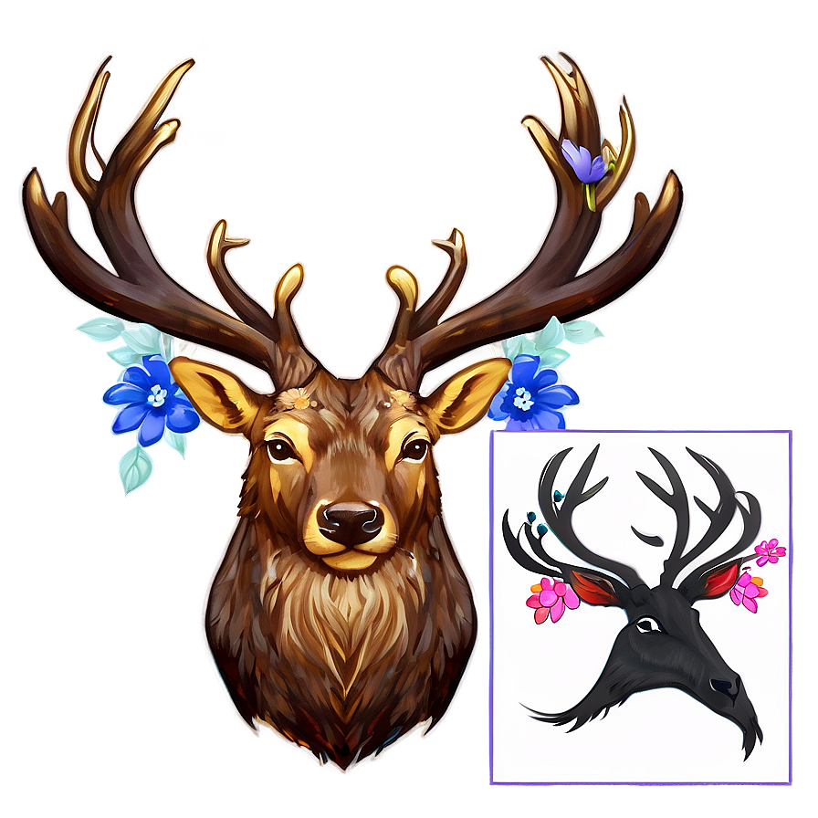 Stag With Flowers Png 51 PNG Image