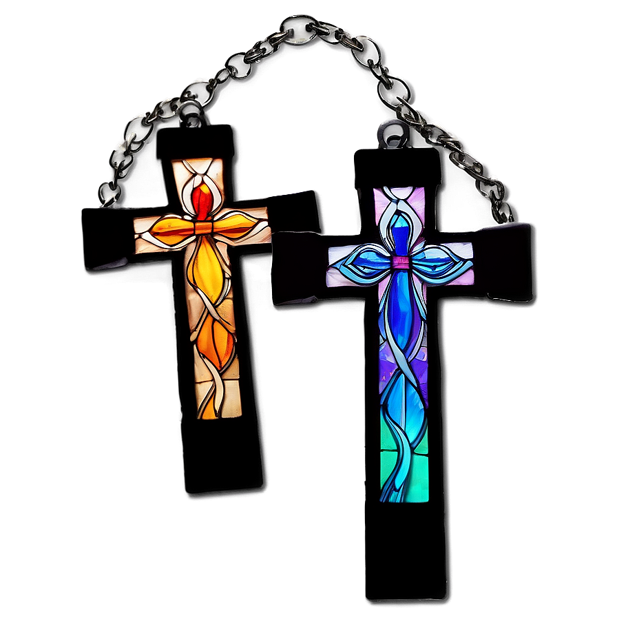 Stained Glass Catholic Cross Visual Png Mfp PNG Image