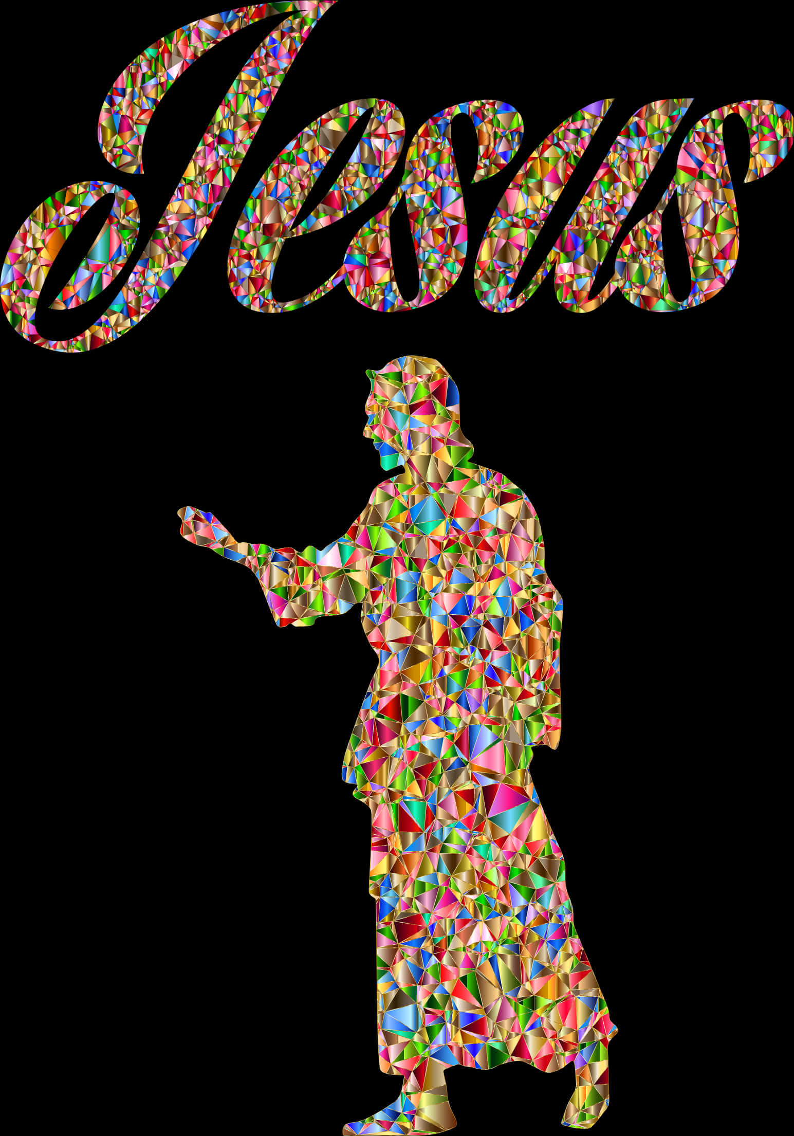 Stained Glass Jesus Artwork PNG Image