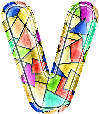 Stained Glass Style Letter V PNG Image