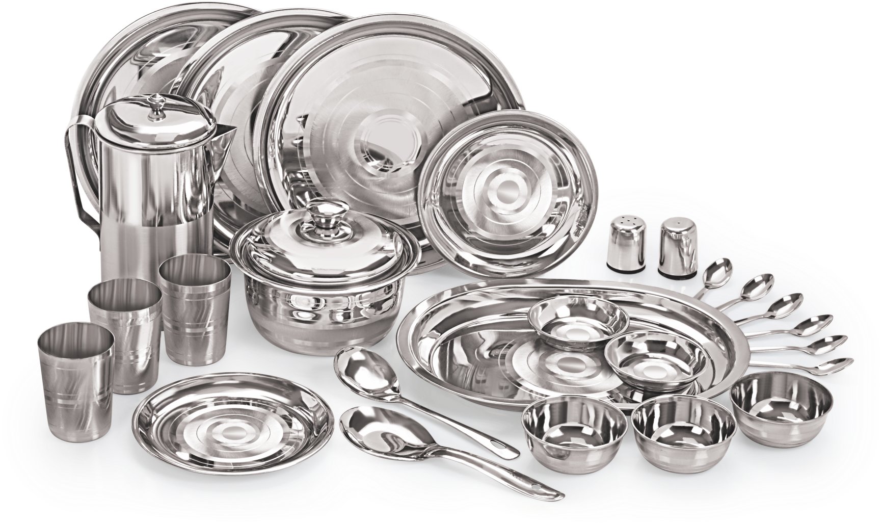 Stainless Steel Dinnerware Set PNG Image