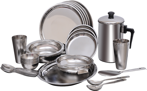 Stainless Steel Dinnerware Set PNG Image