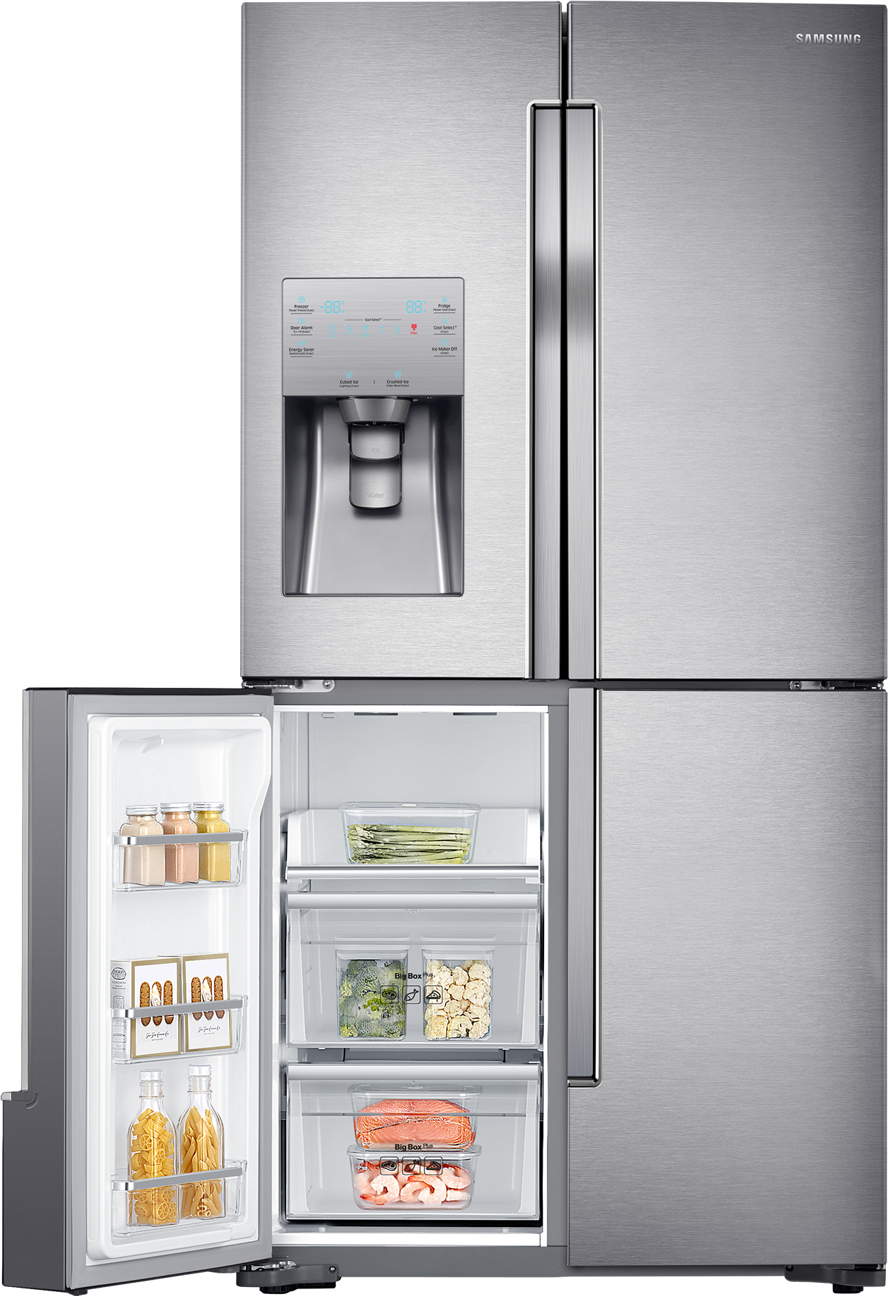 Stainless Steel French Door Refrigerator PNG Image