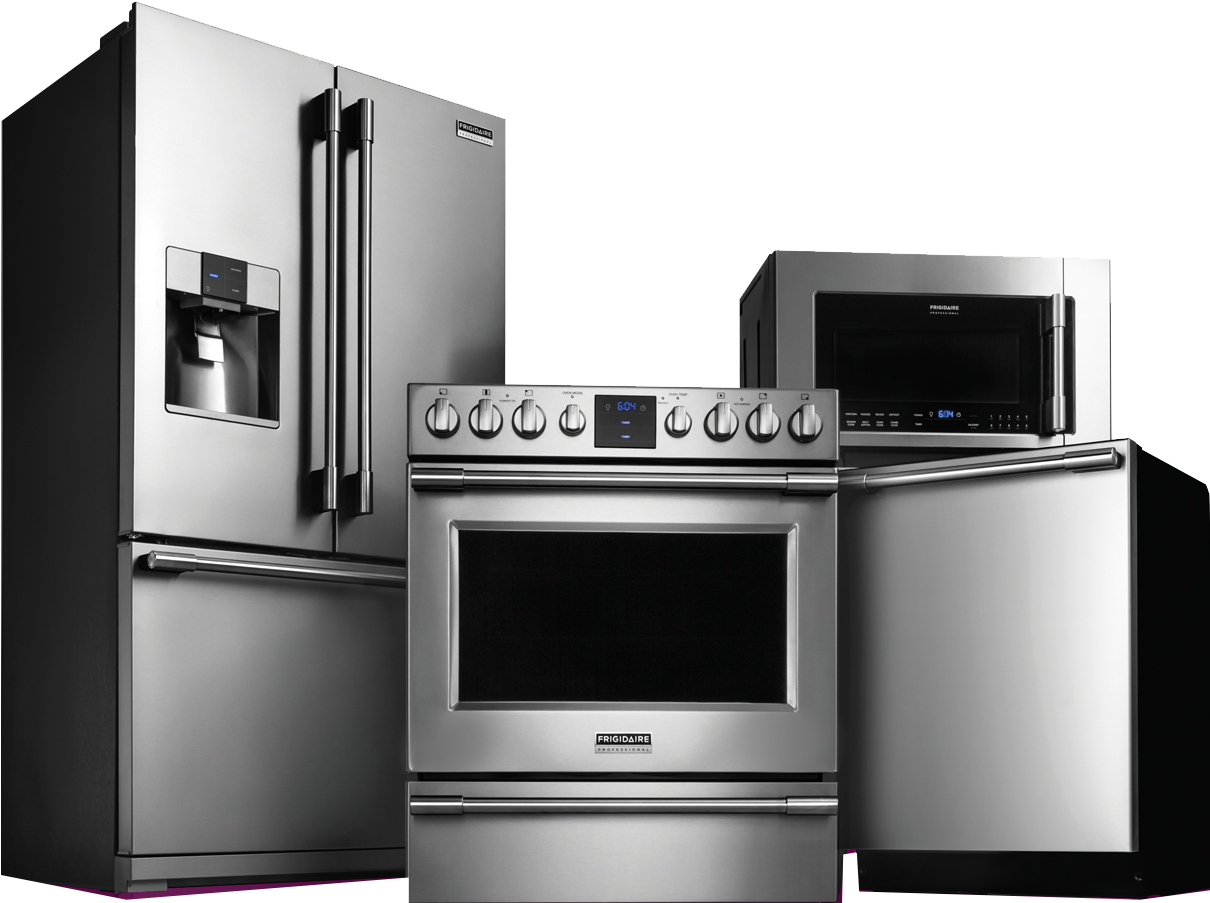 Stainless Steel Kitchen Appliances Set PNG Image