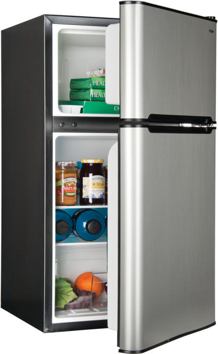 Stainless Steel Refrigerator Open Door PNG Image