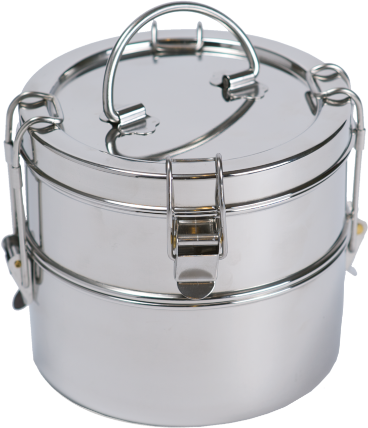 Stainless Steel Tiffin Box Stacked PNG Image