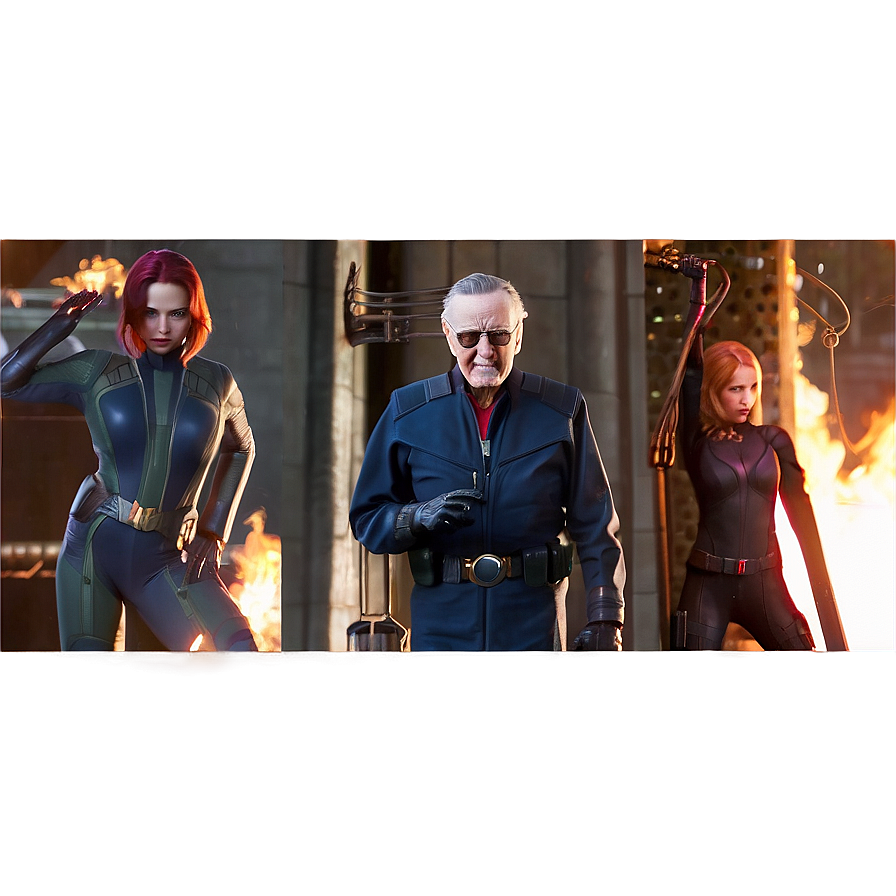 Stan Lee And Black Widow Png Ggg PNG Image