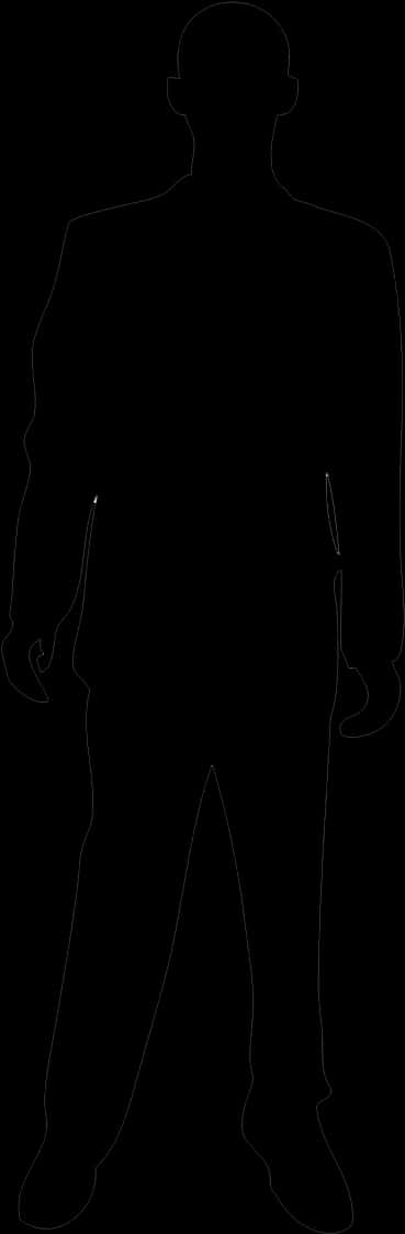 Standing Man Silhouette Outline PNG Image