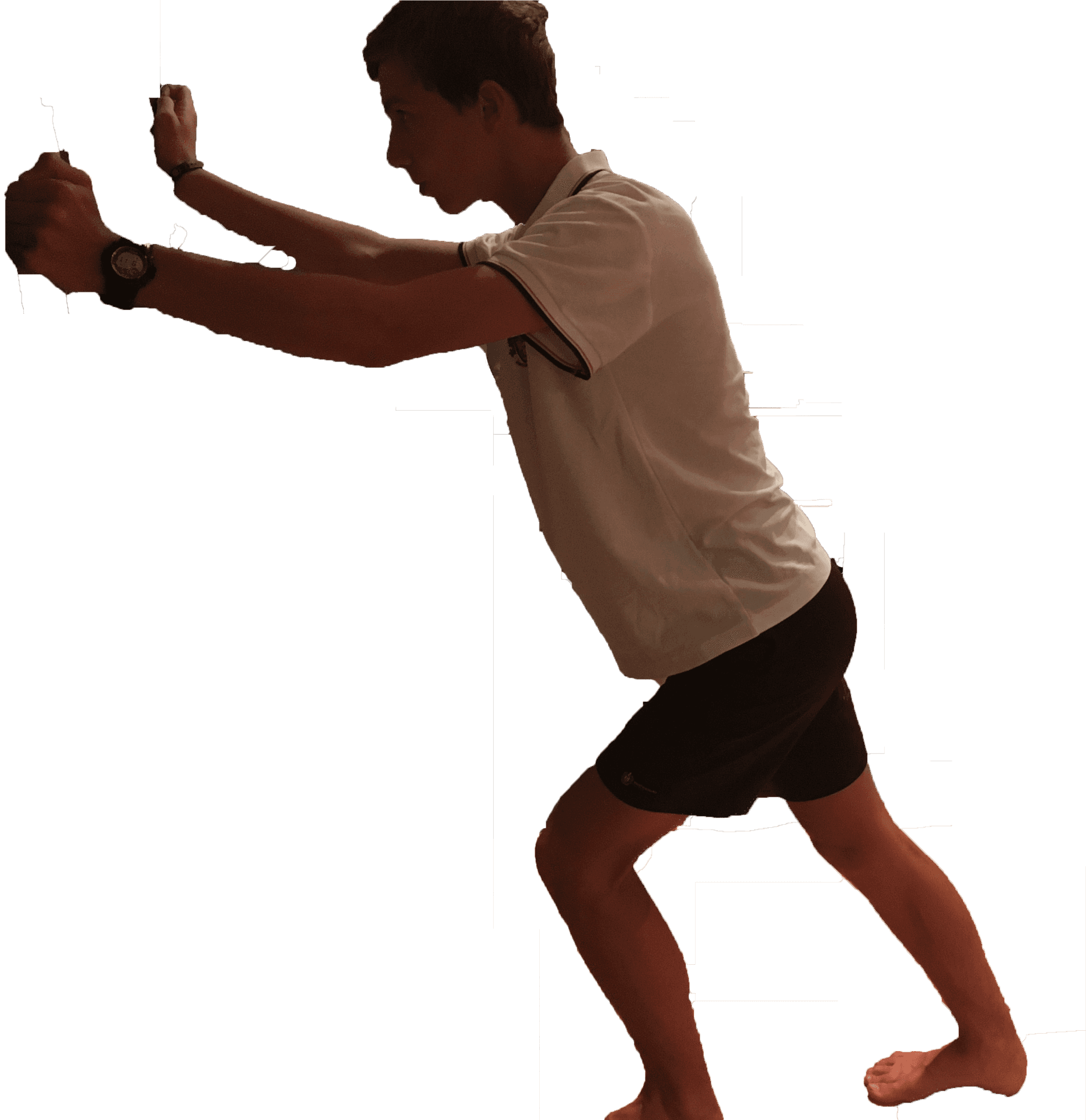 Standing Wall Calf Stretch Exercise PNG Image