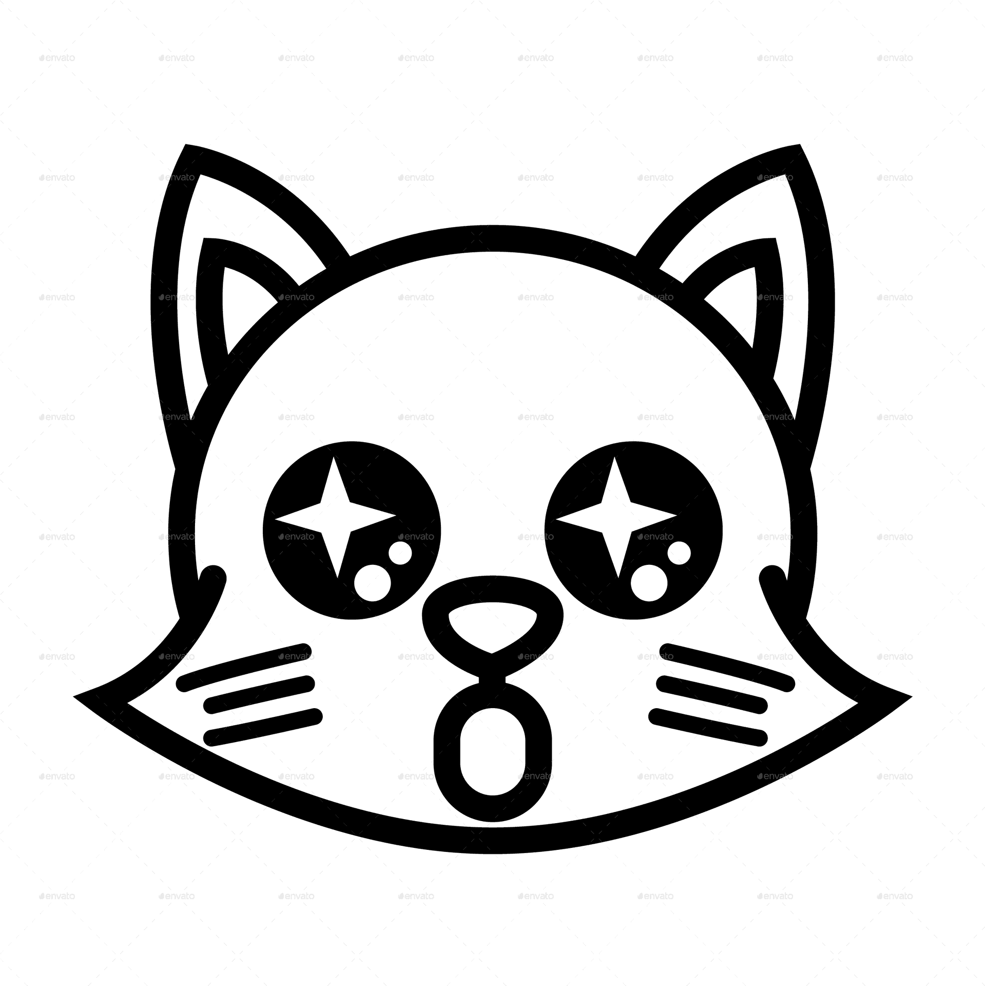 Star Eyed Cartoon Cat PNG Image